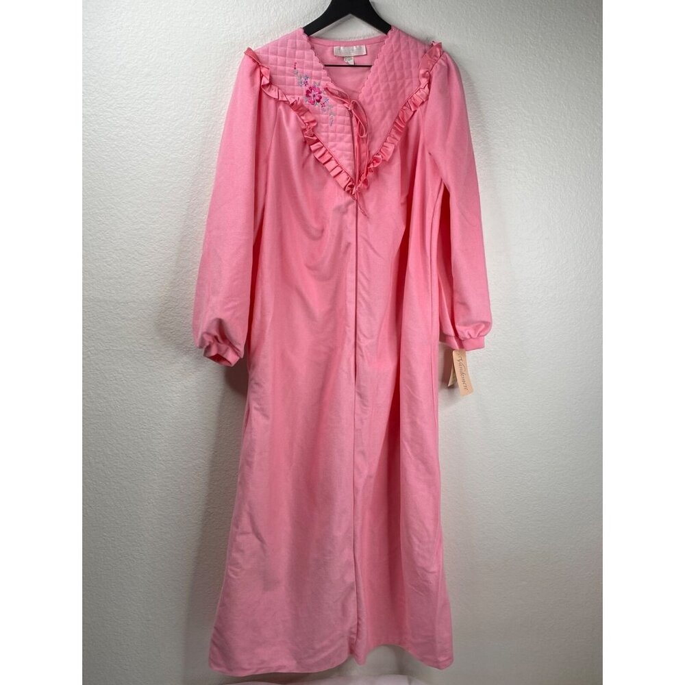 Vintage Vandemere Robe Womens Pink Sz L Brushed Fleece Cottage Core Grandma NWT